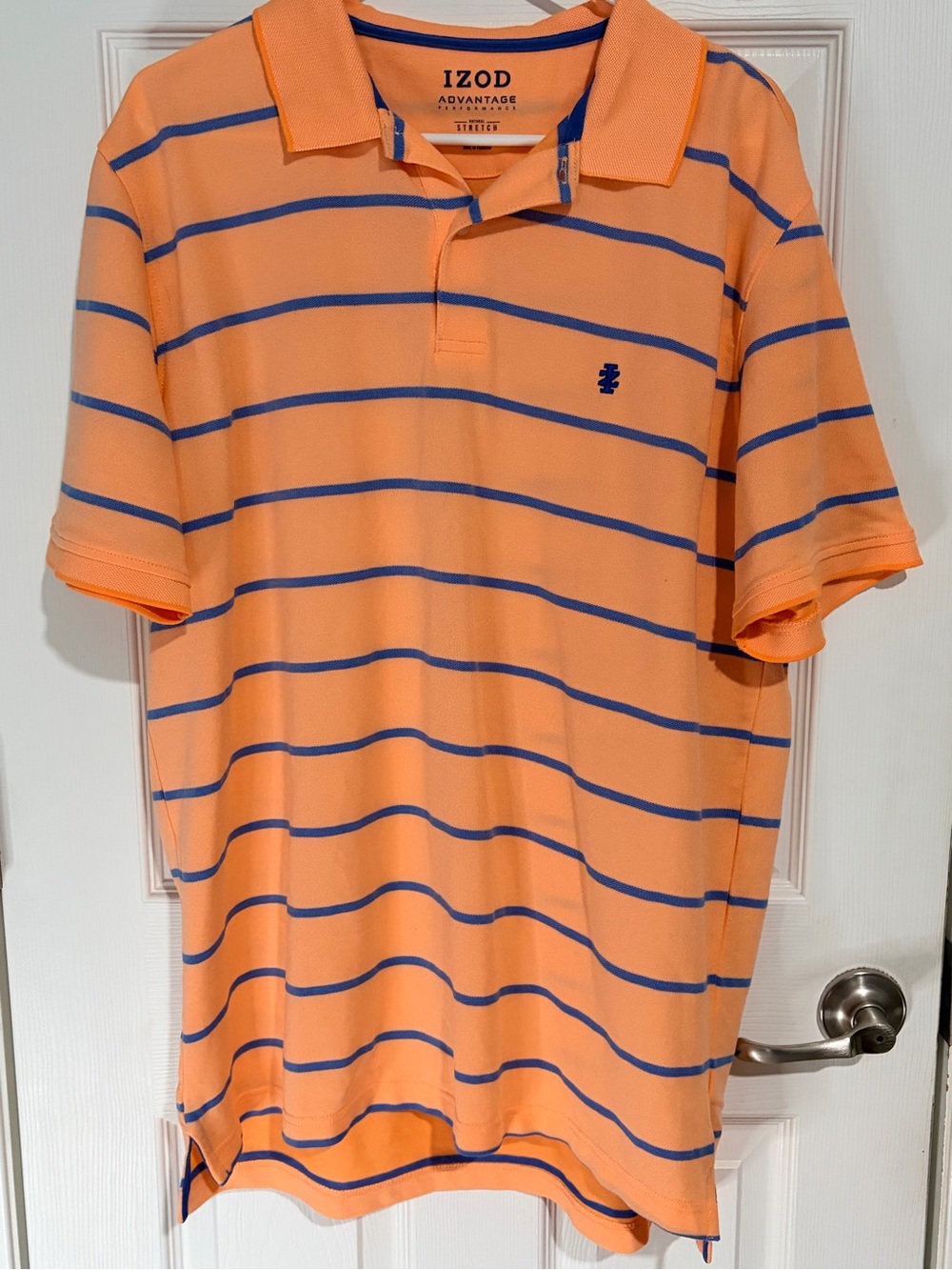 Izod Orange Polo with Blue Stripes